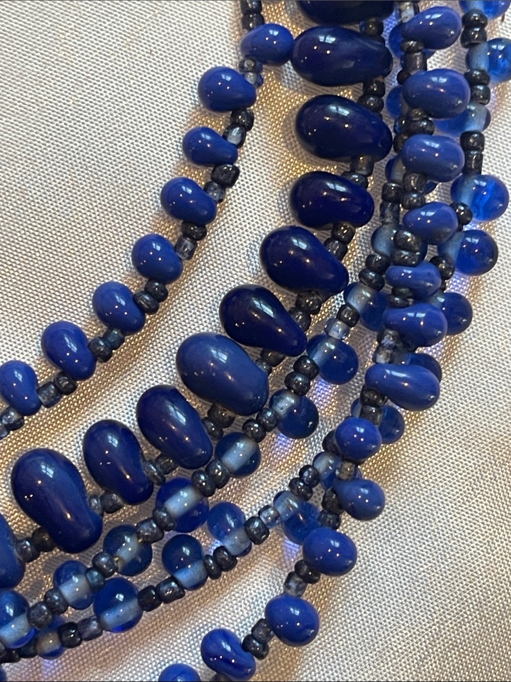 Artisan Multi-Strand Navy Blue Beaded Necklace - Picture 4 of 4